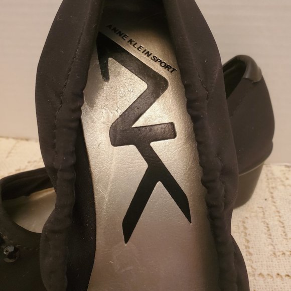 ANNE KLEIN RELAXED WEDGE FOLDABLE FLATS BLACK - Picture 3 of 9